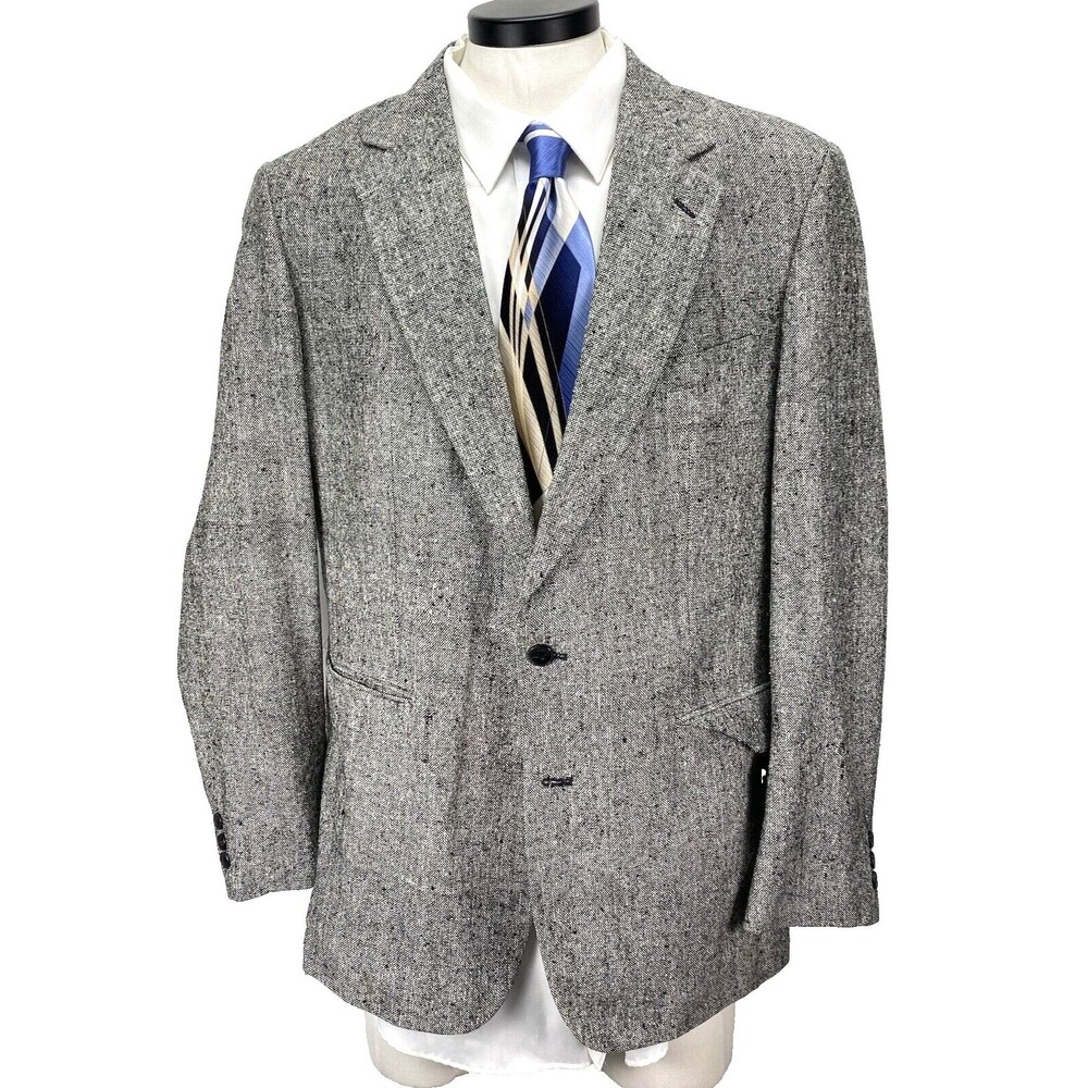 JG Hook Blazer Sport Coat Men's 42 Silk Gray Black TWEED Vintage